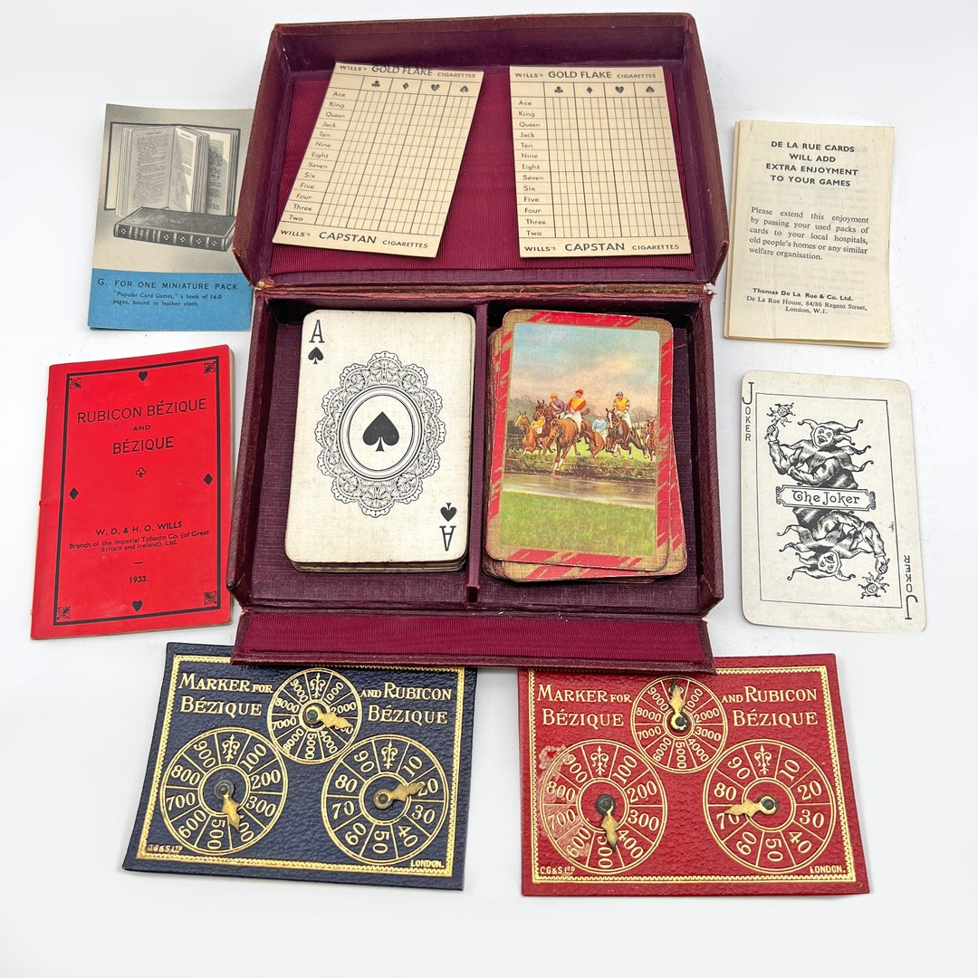 Antique Bezique Boxed Set. Early 1900s WD & HO Wills Royal Bezique Card