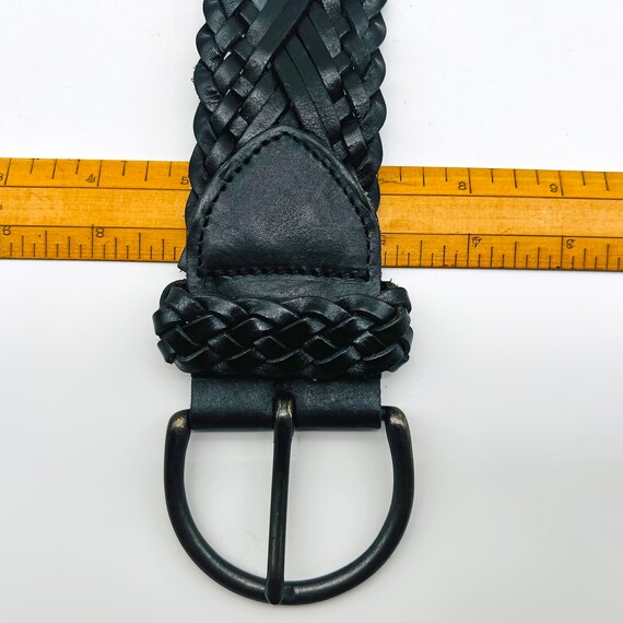 Vintage Unisex GAP Belt. Black Plaited Woven Blac… - image 7