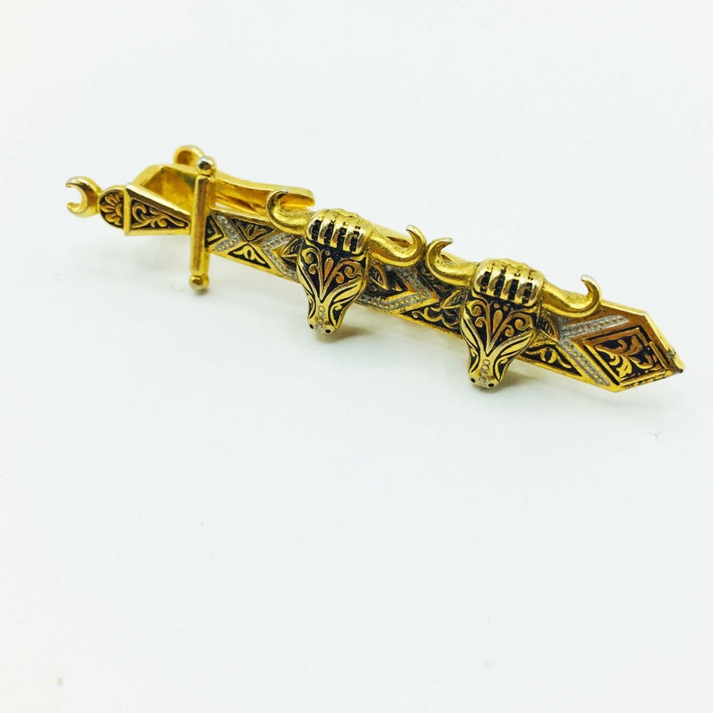 Gold Plated Tie Pin. 1950s 60s Bull & Sword Damascene Toledo - Etsy