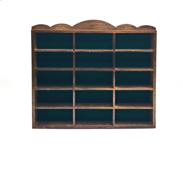 Vintage Collection Display Case. DAYS - GONE 15 Compartment Wooden Wall Mount Shelf Unit. Model / Collectibles Oak Wood Cabinet. 13" x 11.5"