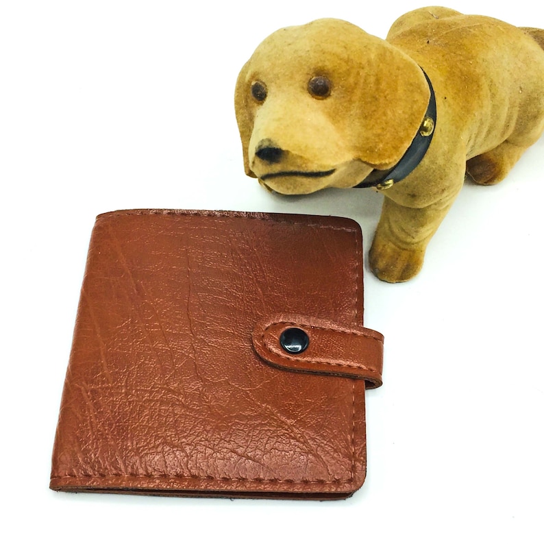 Money Card Holder Mid Credit Card /& Note Compartments Light Brown Leatherette 1960s 1970s Mens Bifold Wallet Vintage Gents Accessory