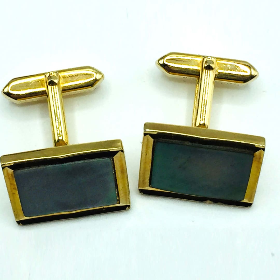 Vintage Mens Cufflinks. 1950s 1960s Gold Tone Metal & Grey - Etsy