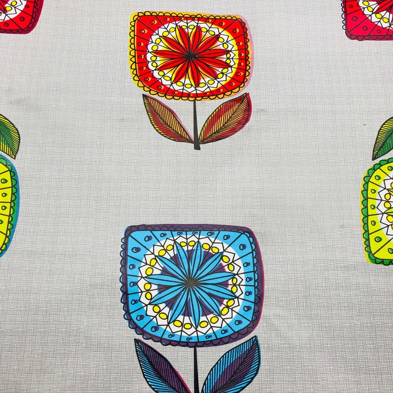 Retro Vinyl Fabric. 2m X 1.37m Atomic Abstract Flower MCM Etsy UK