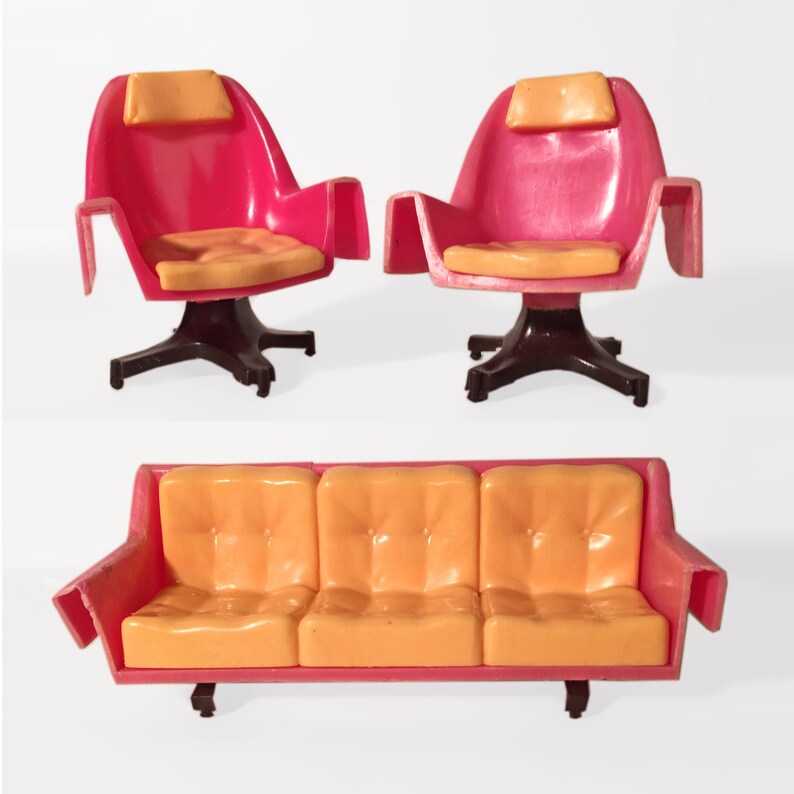Doll S 3 Piece Suite 1950s 60s 70s Atomic Sofa Swivel Etsy
