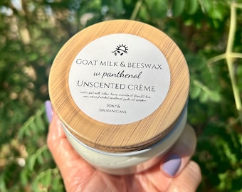 Unscented Goat Milk & Tallow Crème W Panthenol 8oz Glass Jar
