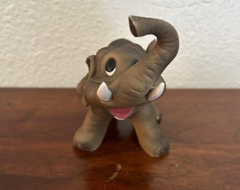 Vintage Ceramic Elephant Figurine Good Luck Trunk Up