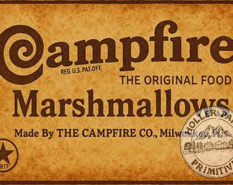 Digital Download, Toasted Campfire Marshmallow Tin Inspiration label