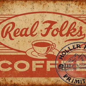 Rótulo Vintage Imprimível: Gráficos para rótulo de café Real Folks (Download Digital)