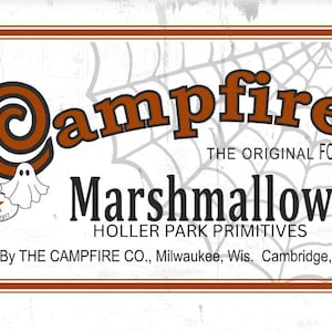 Digital Download, Halloween Campfire Tin label Printable Tags Scrapbook Fabric Transfer Graphics Sheet Clip Art Images