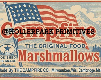 Campfire Americana Label Sheet: Colored Pencil Campfire Marshmallow Tin Graphics (Digital Download)