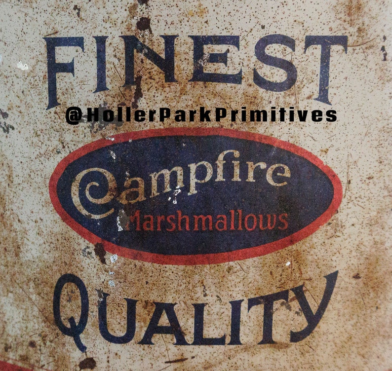 Primitive campfire tin finest quality campire digital label etsy