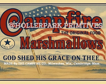 Campfire Americana Label Sheet: Vintage Marshmallow Tin Graphics (Digital Download)