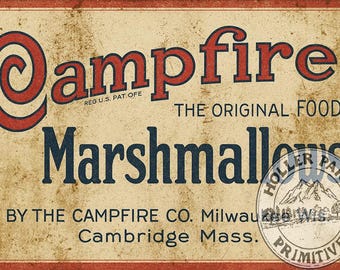 Reproduction Primitive Campfire Marshmallow Tin Label: Vintage Graphic (Digital Download)