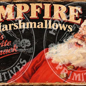Vintage Reproduction Black background Campfire Santa Snacks Label - Vintage Printable Sheet (Digital Download)