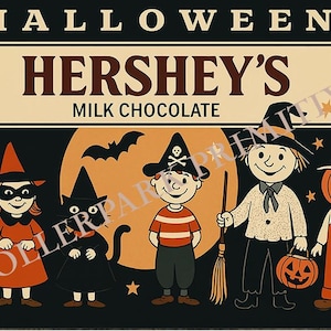 Digital Download, Halloween Hershey Inspiration label Printable Tags Scrapbook Fabric Transfer Graphics Sheet Clip Art Images