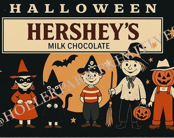Etiqueta imprimible de Hershey para Halloween: Gráfico de dulces vintage (descarga digital)