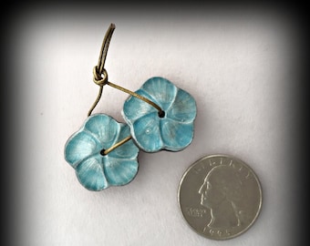 Ceramic Jewelry Raku Jewelry Flower Earrings Petal Earrings Handmade Components Blue Earrings Gift for Her Gift for Artist Laura Souder