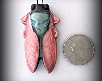 Cicada Pendant Cicada Jewelry Jewelry Pendant Ceramic Jewelry Raku Jewelry Raku Cicada Longevity Insect Bug Jewelry Mothers Day Gift