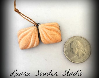 Ceramic Jewelry Raku Jewelry Shell Earrings Handmade Supply Earring Components Orange Earrings Gift for Her Gift for Artist Laura Souder