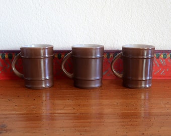 Vintage Fire King Coffee Cups Mugs in Chocolate Dark Brown Anchor Hocking FireKing C Handle Coffee Mugs OVEN PROOF 1970s Retro