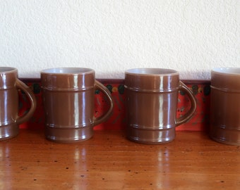 Vintage Fire King Coffee Cups Mugs in Chocolate Dark Brown Anchor Hocking FireKing C Handle Coffee Mugs OVEN PROOF 1970s Retro