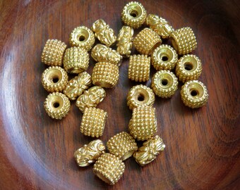 Vintage Gold Tone Metal Bead Mix Assortment Bead Soup Sample Variety Destash Bulk (stock G23)