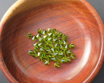 Vintage Austrian Swarovski Crystal Bicone Peridot Green 6mm Bead Mix Bead Soup Destash Bulk (SKU F36)