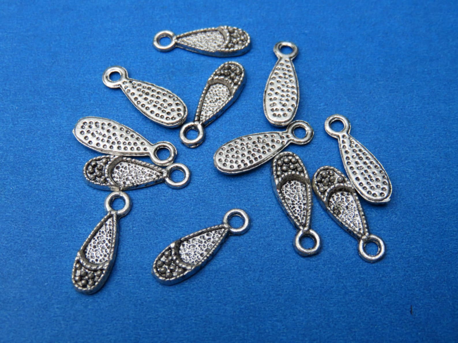 ballet dance shoes charms antique silver tone