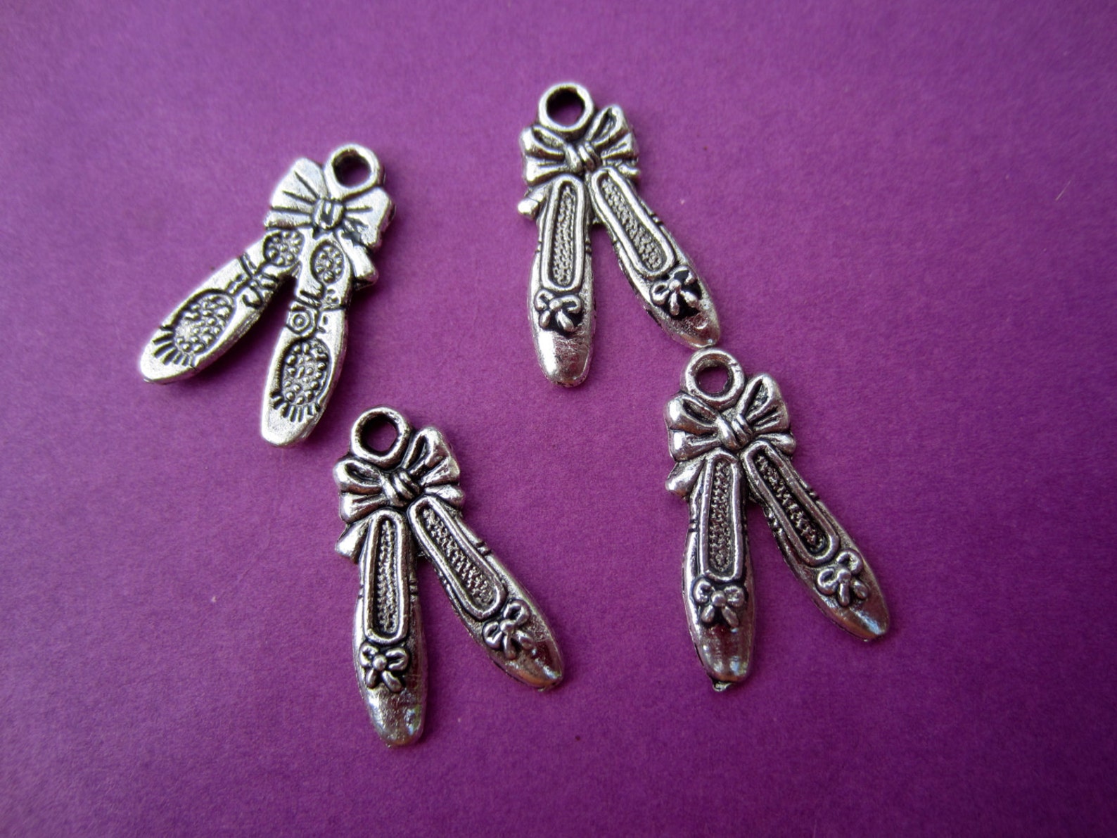 ballet ballerina dance shoes charms antique silver tone