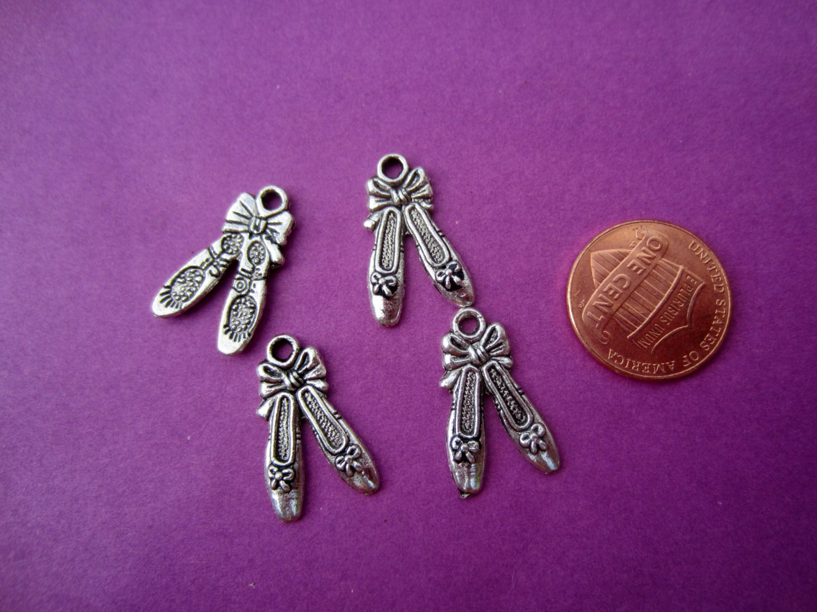 ballet ballerina dance shoes charms antique silver tone