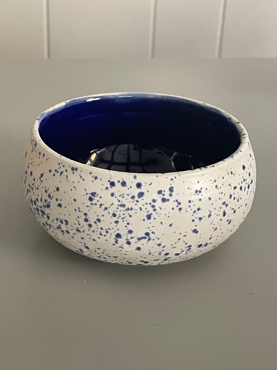 Blue and White Speckled Ceramic Bowl Etsy