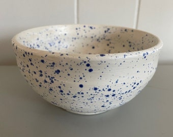 Blue and White Speckled Stoneware Bowl