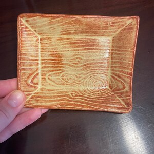 Mini Wood Grain Ceramic Trinket Tray