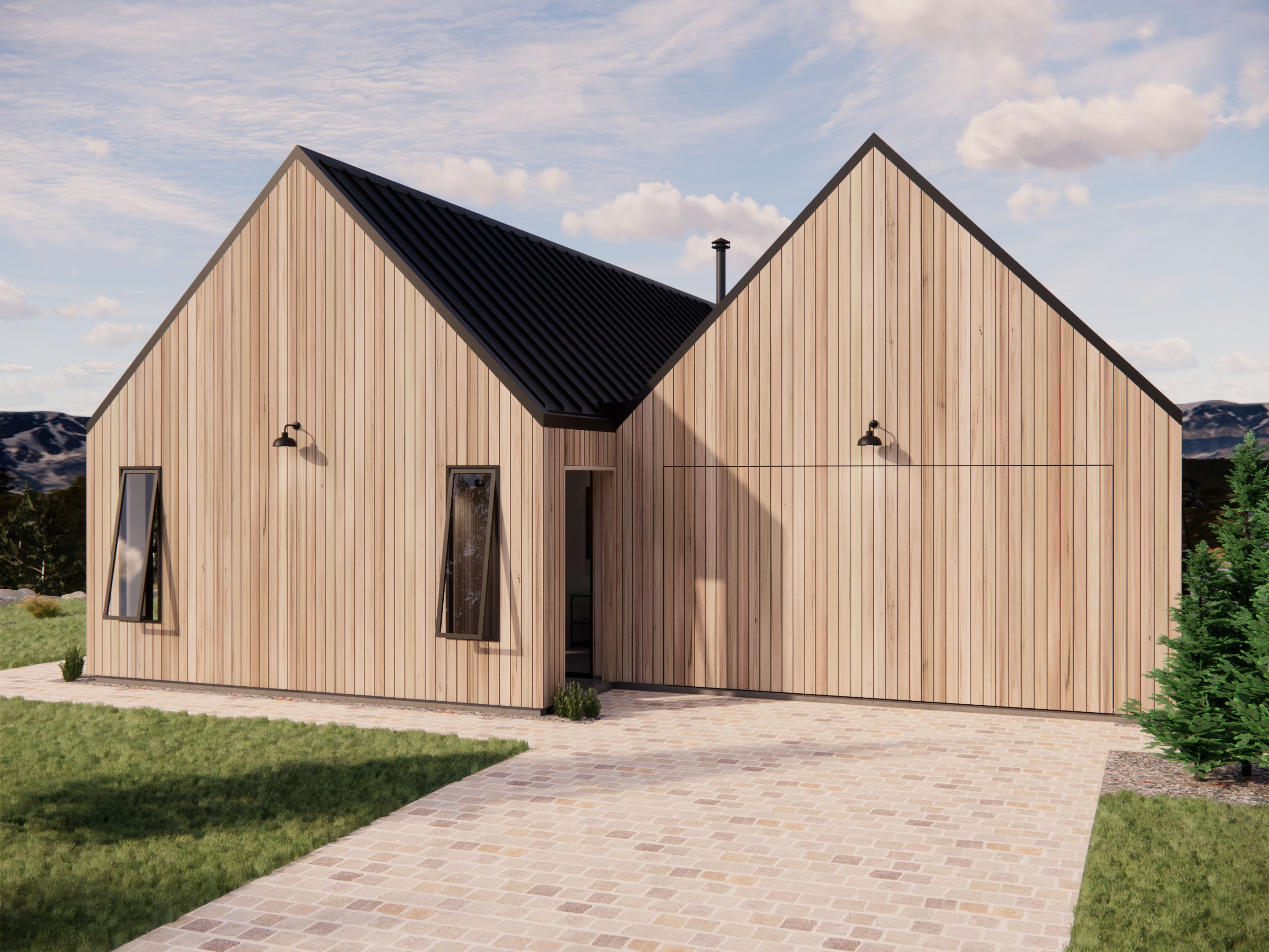 Twin Gable House High Pitched 4 Bedroom Modern Barn Style Etsy Australia