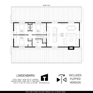 Lindenbarn House Plans – Rustic American Farmhouse Barn Blueprints – 4 Bedroom 2.5 Bath, 2392 SQFT image 3