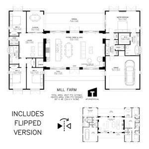 Floor plan of Mill Farm by Turnervisual. This set of PDF plans includes a reversed or flipped version that mirrors the layout if required.