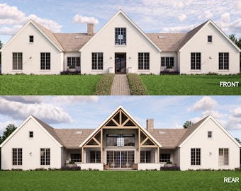 Whitehaven House Plans – Modern Farmhouse Ranch With Loft – 5 Bedroom 6.5 Bath, 4175 SQFT