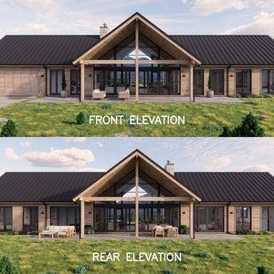 North Star House Plans – Modern Ranch Farmhouse Barn – 4 Bedroom 2.5 Bath, 2200 SQFT