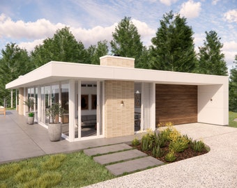 Horizon House Plans 2846 sq ft 4 Bedroom 2.5 Bath Mid Century Modern Minimalist Architectural Design