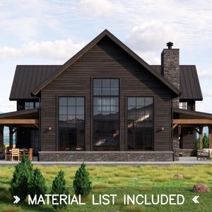 Blackwood Barn House Plans 4888 vierkante voet moderne rustieke boerderij Ranch 4 slaapkamers en 5,5 badkamers, 67 x 53 inch