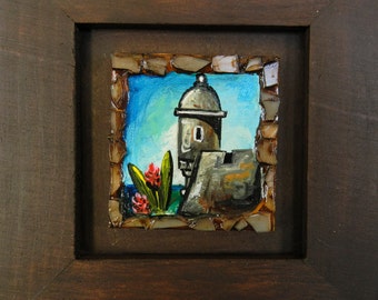 Garita del Morro with Red Ginger Framed Miniature