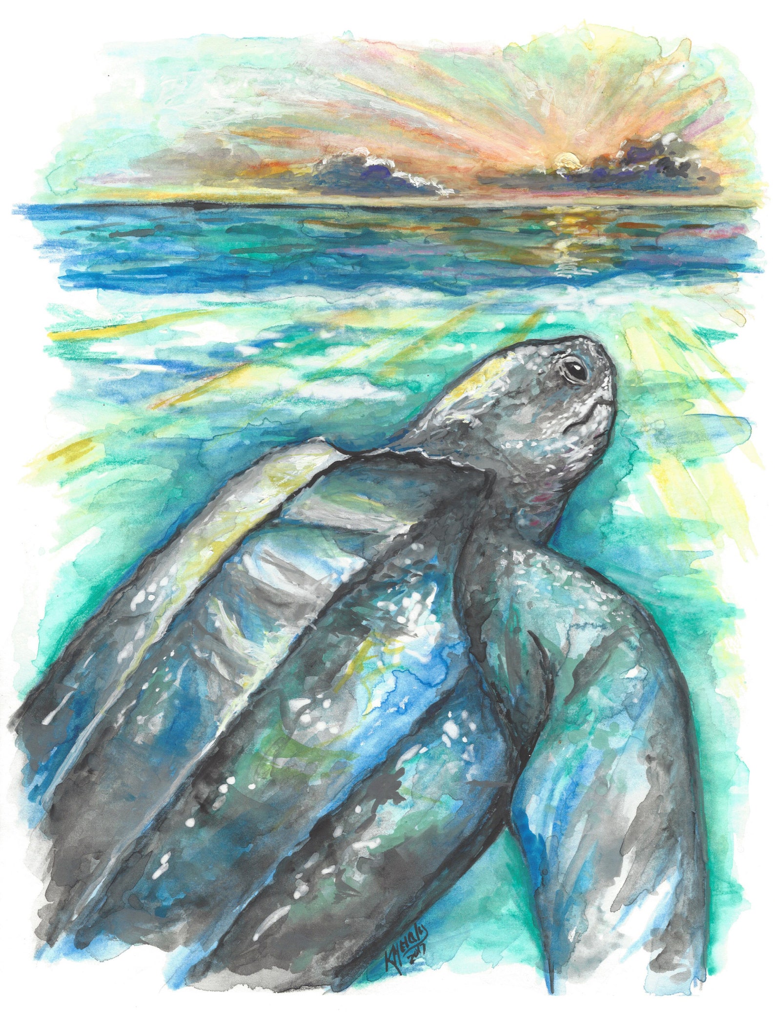 Leatherback Sea Turtle Watercolor Prints - Etsy