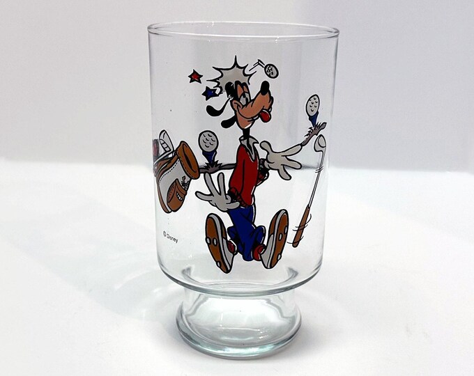 Vintage Large Disney Goofy Golf Glass Goofy Using His Head 32 Etsy