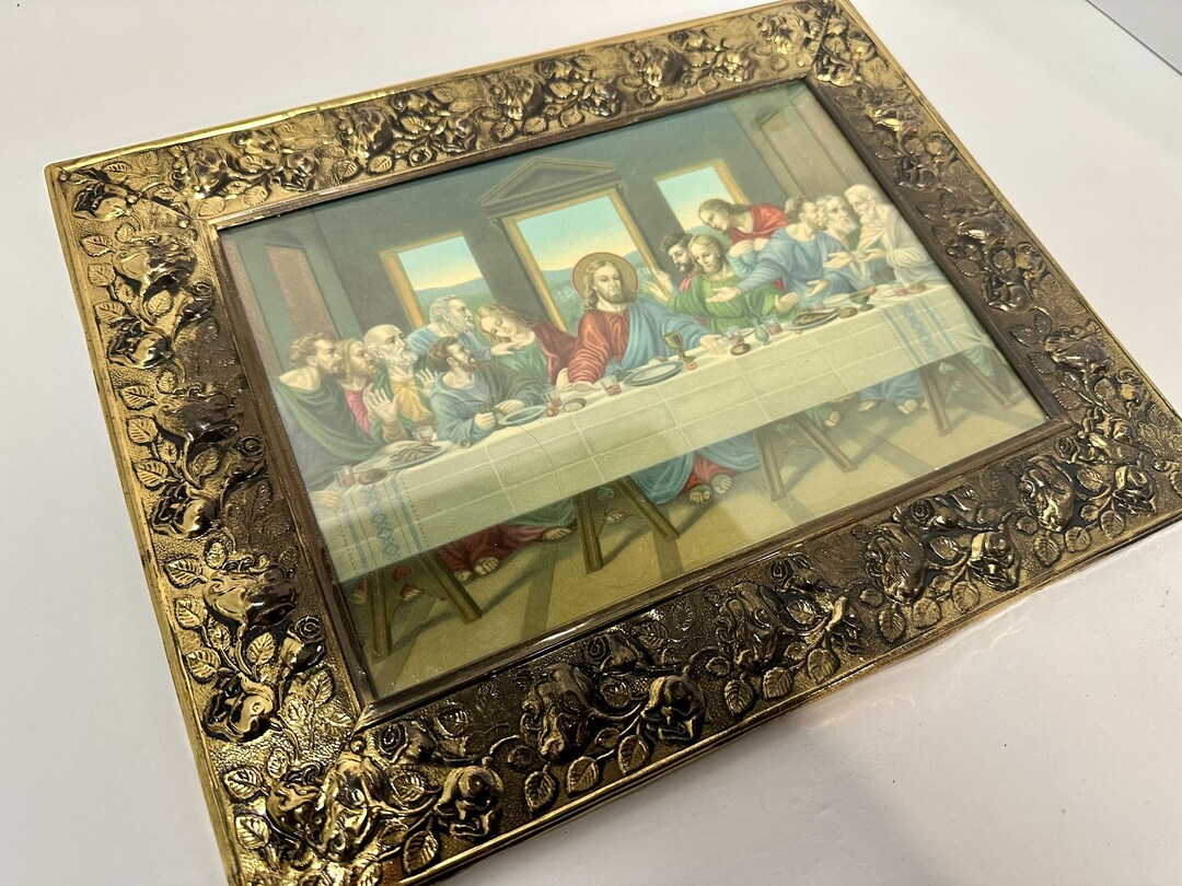 Vintage Last Supper Wall Plaque, Embossed Roses Ormolu Gold Frame - Etsy