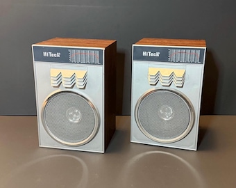 Vintage HiTech XA-75 Speakers Silver Wood-Grain Cabinet