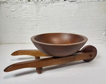 Woodcraftery Wheelbarrow Bowl, Farmhouse Decor, 1980s Trinket Dish