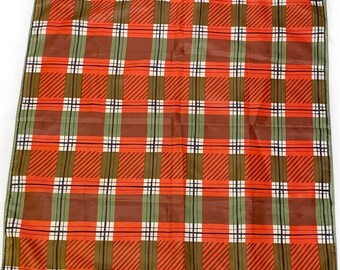 Vera Kariertes Quadratschal Orange Grün Vintage