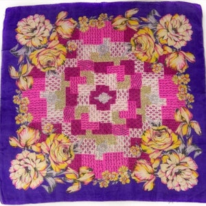 Purple & Pink Floral Silk Scarf