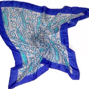 Vintage Blue and White Patterned Scarf image 3