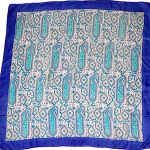 Vintage Blue and White Patterned Scarf image 1